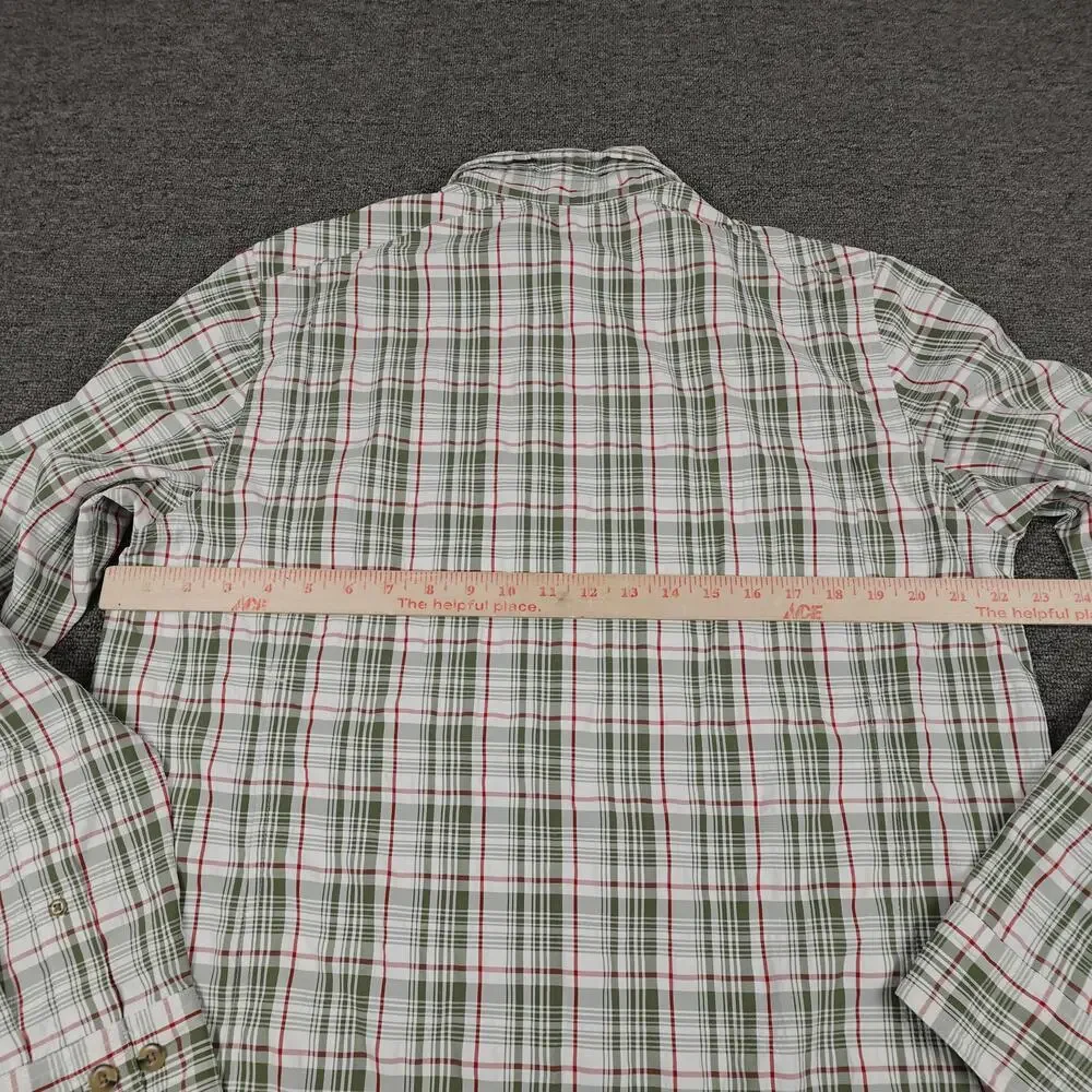 L.L.Bean Shirt Mens Medium Green Plaid Long Sleeve Fishing Lightweight Outdoor